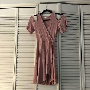 Dusty Rose Cold Shoulder Dress